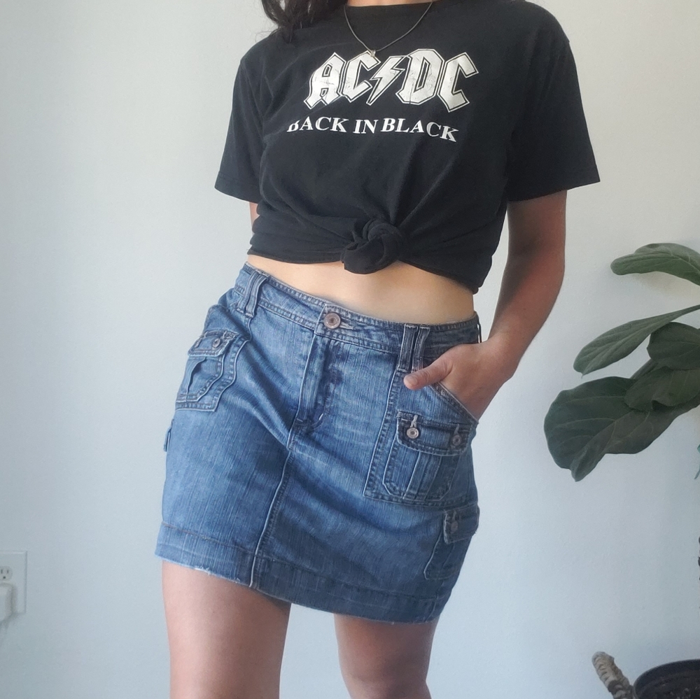 Lightly distressed Faded Glory denim skort
